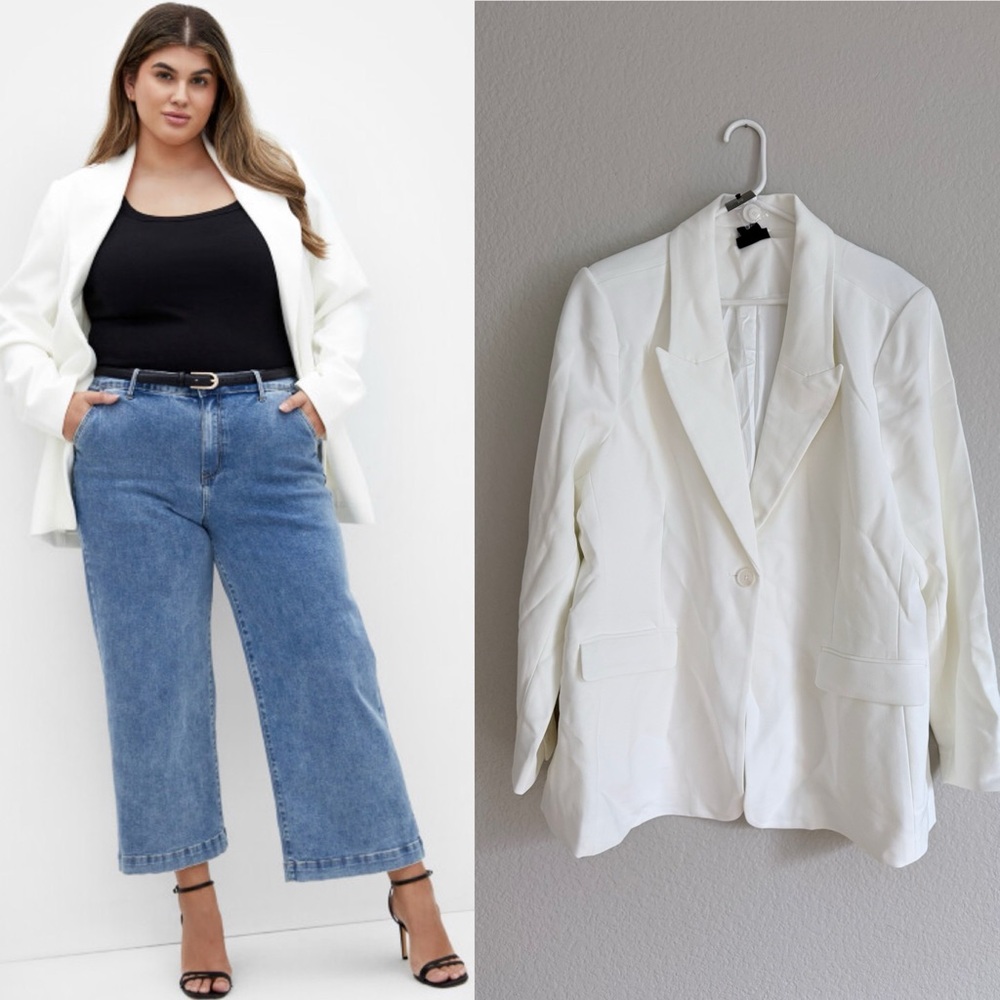 City Chic Plus Size Kara Off White Ivory Blazer Business Casual